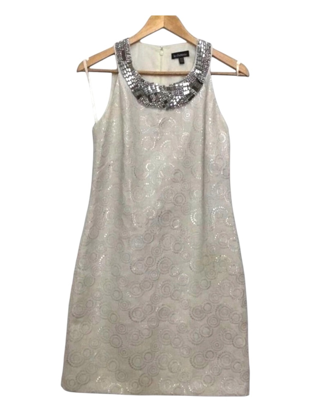DRESS Silver Off White Le Chateau XS Jewels Embellishments silver bling bling